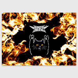 Поздравительная открытка Babymetal рок кот и огонь