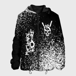 Мужская куртка 3D My Chemical Romance и рок символ на темном фоне