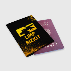 Обложка для паспорта матовая кожа Limp Bizkit - gold gradient - фото 2