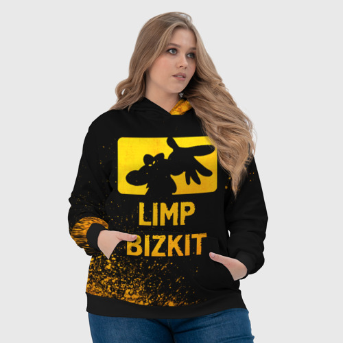 Женская толстовка 3D Limp Bizkit - gold gradient, цвет 3D печать - фото 6