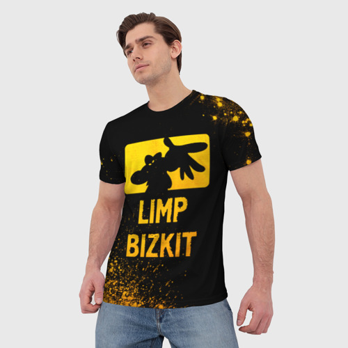 Мужская футболка 3D Limp Bizkit - gold gradient, цвет 3D печать - фото 3