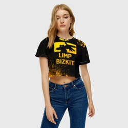 Женская футболка Crop-top 3D Limp Bizkit - gold gradient - фото 2