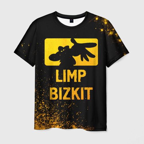 Мужская футболка с принтом Limp Bizkit - gold gradient, вид спереди №1