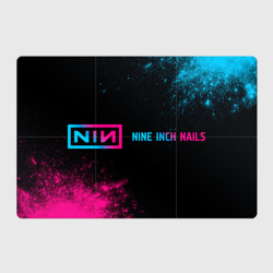 Nine Inch Nails - neon gradient: надпись и символ – Магнитный плакат 3x2 с принтом купить