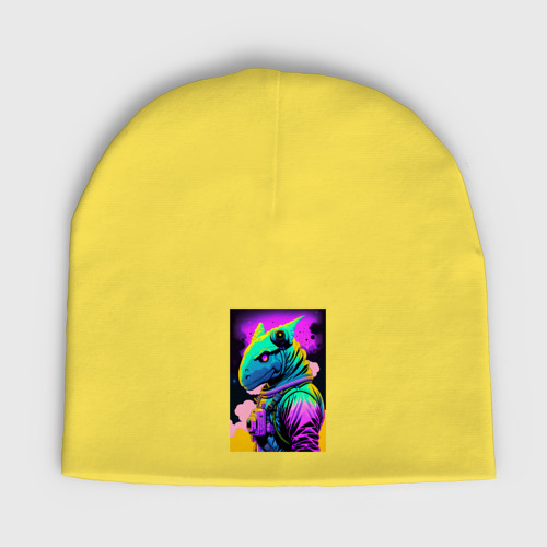Детская шапка демисезонная Dino astronaut - neural network, цвет желтый