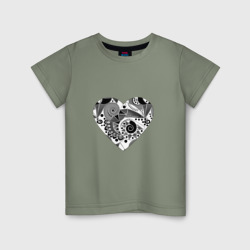 Детская футболка хлопок Сердце с абстрактным черно-белым узором