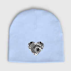 Детская шапка демисезонная Сердце с абстрактным черно-белым узором