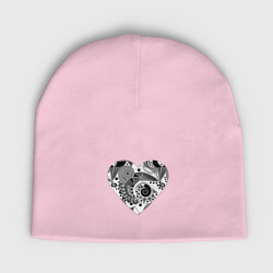 Детская шапка демисезонная Сердце с абстрактным черно-белым узором