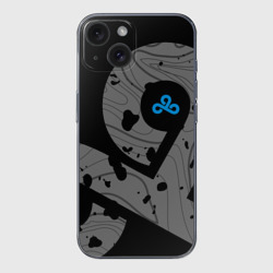 Чехол для iPhone 15 силиконовый с защитой камеры Форма Cloud 9 black