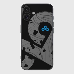 Чехол для iPhone 16 силиконовый с защитой камеры Форма Cloud 9 black