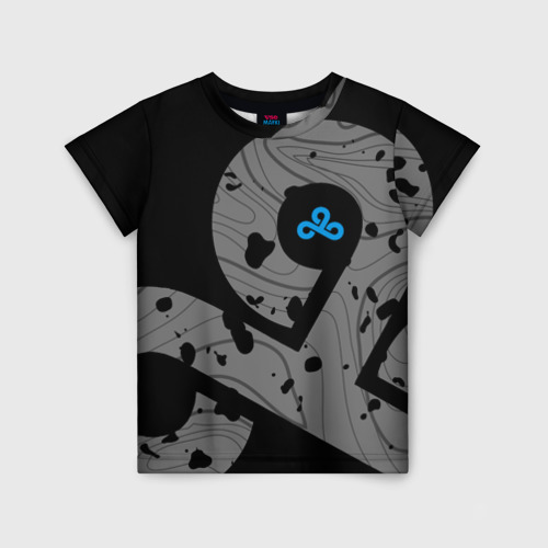 Детская футболка 3D с принтом Форма Cloud 9 black, вид спереди #2