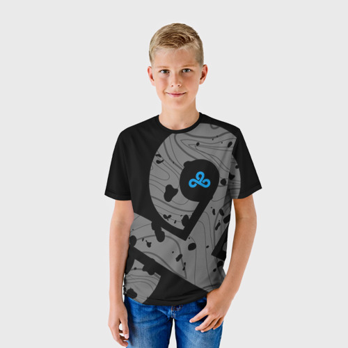 Детская футболка 3D с принтом Форма Cloud 9 black, фото на моделе #1