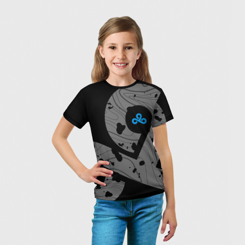 Детская футболка 3D с принтом Форма Cloud 9 black, вид сбоку #3