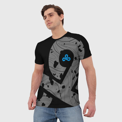 Мужская футболка 3D с принтом Форма Cloud 9 black, фото на моделе #1