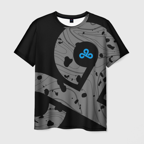 Мужская футболка 3D с принтом Форма Cloud 9 black, вид спереди #2