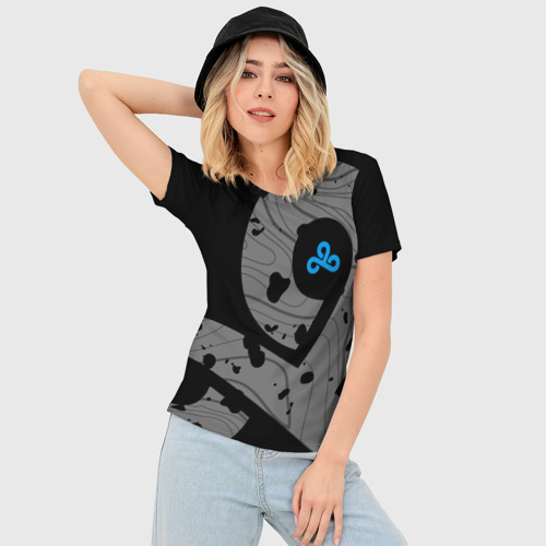 Женская футболка 3D Slim Форма Cloud 9 black, цвет 3D печать - фото 3