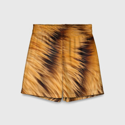 Детские спортивные шорты 3D Полосатый мех тигра