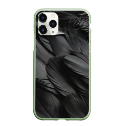 Чехол для iPhone 11 Pro матовый Черные перья ворона