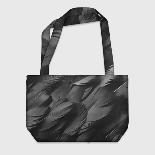 Пляжная сумка 3D Черные перья ворона - фото 2