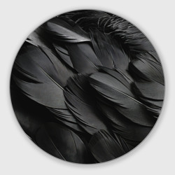 Круглый коврик для мышки Черные перья ворона