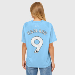Женская футболка oversize 3D Эрлинг Холанд Манчестер Сити форма 23-24 домашняя - фото 2