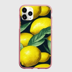Чехол для iPhone 11 Pro Max матовый Лимон на черном - паттерн