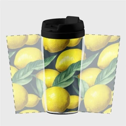 Термокружка-непроливайка Лимон на черном - паттерн - фото 2