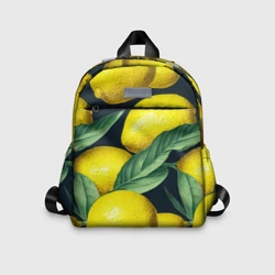 Детский рюкзак 3D Лимон на черном - паттерн