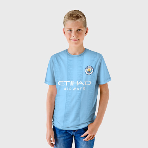 Детская футболка 3D Джек Грилиш Манчестер Сити форма 23-24 домашняя, цвет 3D печать - фото 3