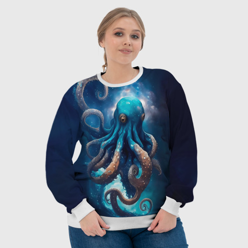 Женский свитшот 3D Космический осьминог в туманности, цвет 3D печать - фото 6