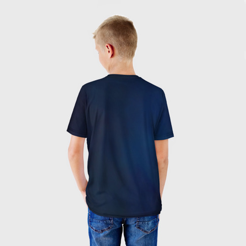 Детская футболка 3D с принтом Космический осьминог в туманности, вид сзади #2