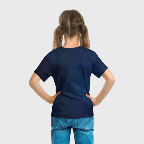 Детская футболка 3D с принтом Космический осьминог в туманности, вид сзади #2