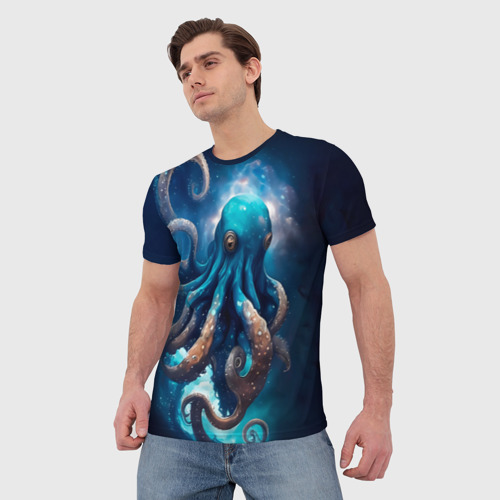 Мужская футболка 3D Космический осьминог в туманности, цвет 3D печать - фото 3