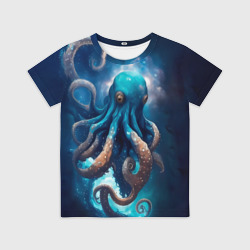 Детская футболка 3D Космический осьминог в туманности