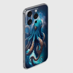 Чехол для iPhone 15 Pro силиконовый с защитой камеры Космический осьминог в туманности - фото 2