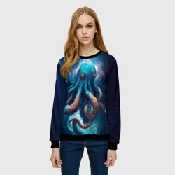Женский свитшот 3D Космический осьминог в туманности - фото 2