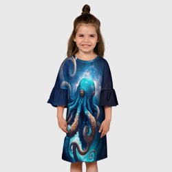 Детское платье 3D Космический осьминог в туманности - фото 2