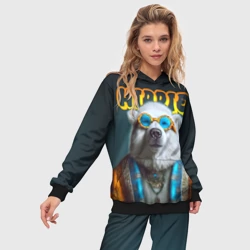 Женский костюм с толстовкой 3D Хиппи белый медведь от нейросети  - фото 2