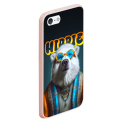 Чехол для iPhone 5/5S матовый Хиппи белый медведь от нейросети  - фото 2