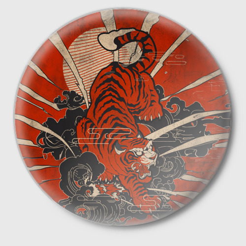 Значок Тигр в японском стиле, цвет белый
