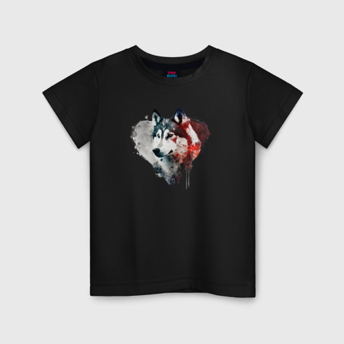 Детская футболка хлопок с принтом Навсегда в сердце - хаски, вид спереди #2