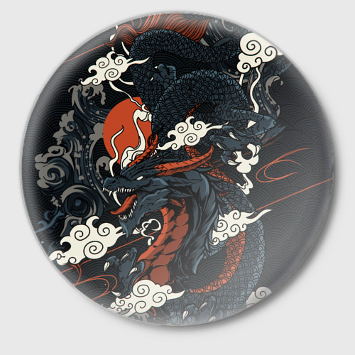 Значок Дракон в японском стиле, цвет белый