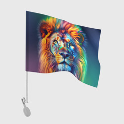 Флаг для автомобиля Лев в неоновых красках