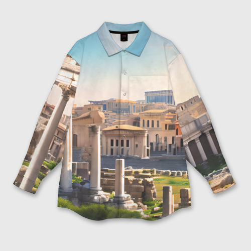 Мужская рубашка oversize 3D Руины Рима, цвет белый