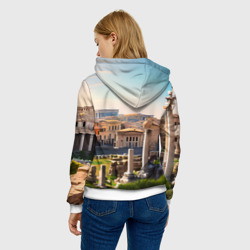 Толстовка с принтом Руины Рима для женщины, вид на модели сзади №2. Цвет основы: белый