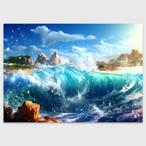 Поздравительная открытка с принтом Море и волны, вид спереди №1