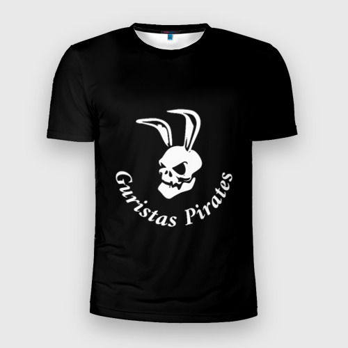 Мужская футболка 3D Slim с принтом Guristas pirates black, вид спереди #2