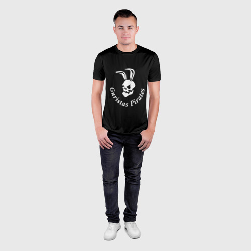 Мужская футболка 3D Slim с принтом Guristas pirates black, вид сбоку #3