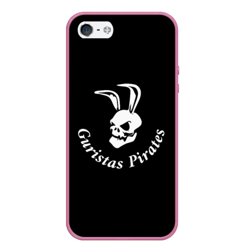 Чехол для iPhone 5/5S матовый Guristas pirates black, цвет малиновый