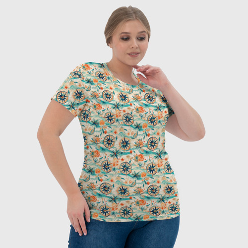 Женская футболка 3D Компас летний паттерн, цвет 3D печать - фото 6